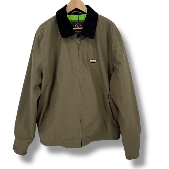 Volcom Voider Lined Jacket Men's Size XL Olive Green Corduroy Collar - Picture 1 of 11